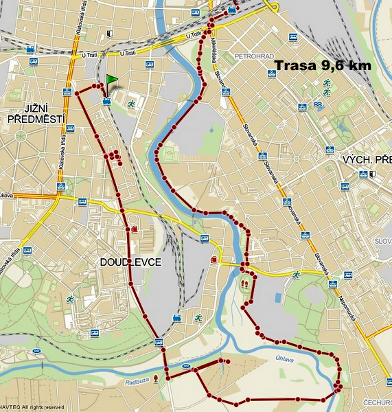 Plzeň zast.-FN solná jeskyně-Meditační zahrada-hlavní nádraží 9,6 km