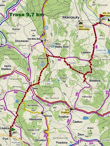 Pích-Libětice-Cihelna-Pozorka-Břetětice Ztracenka-Mokrosuky 9,7 km